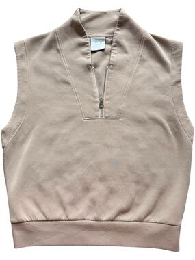 Varley Women’s Loretta Doublesoft Sleeveless Half-Zip Tank in Light Taupe Size S